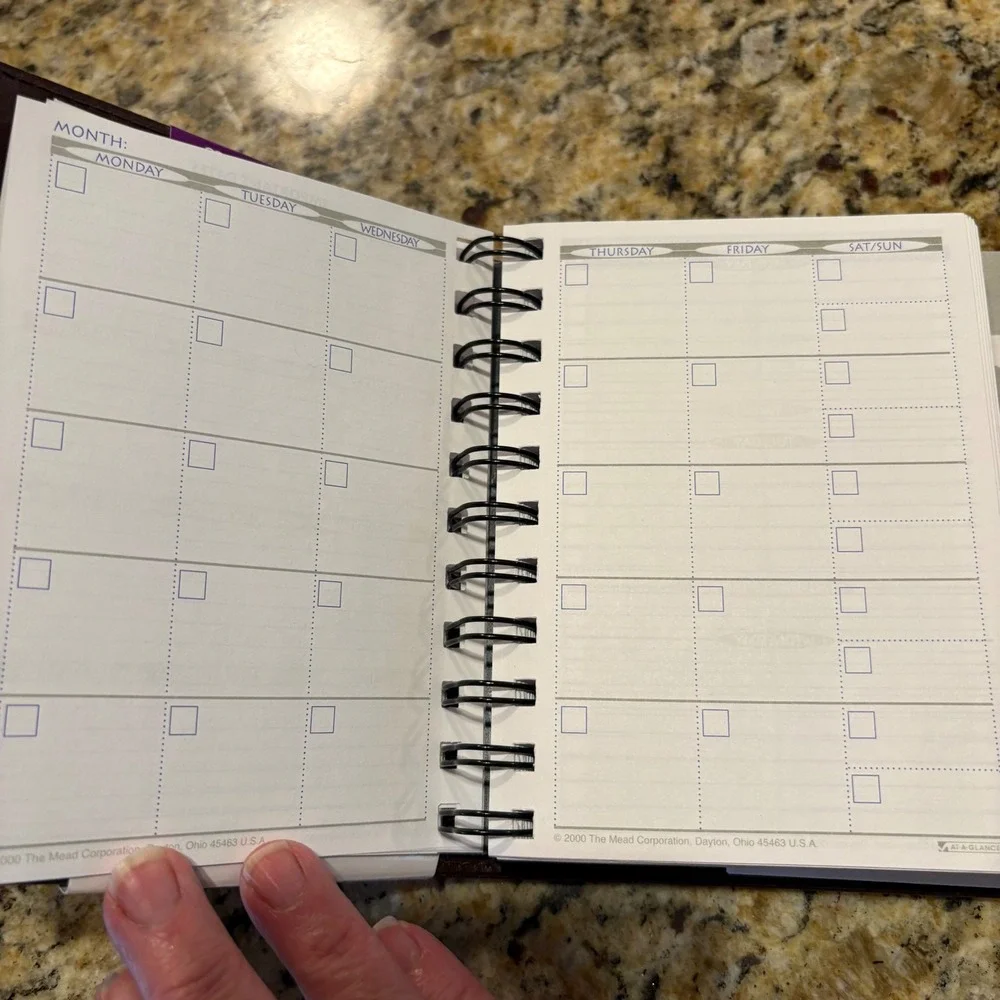 NEW Mead Cambridge Fat Little Day Planner Undated Organizer Brown Vintage 2001